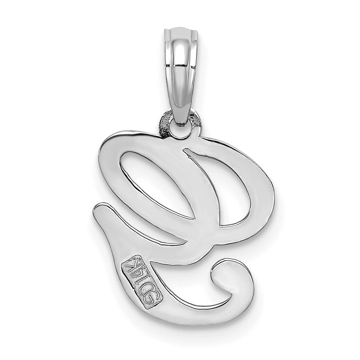 14KW White Gold Script Letter G Initial Pendant-K6422WG