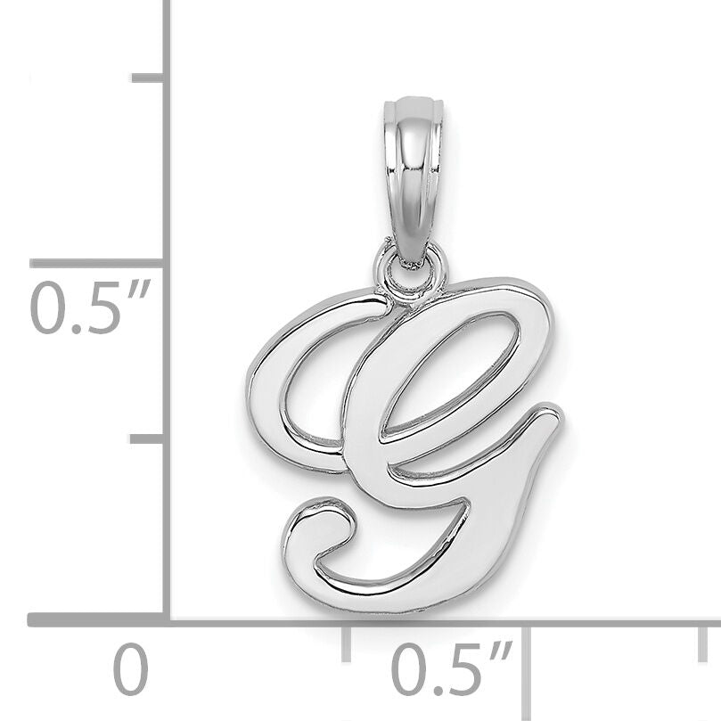 14KW White Gold Script Letter G Initial Pendant-K6422WG