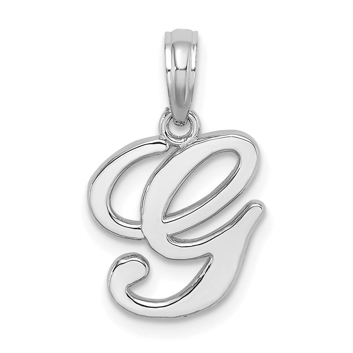 14KW White Gold Script Letter G Initial Pendant-K6422WG