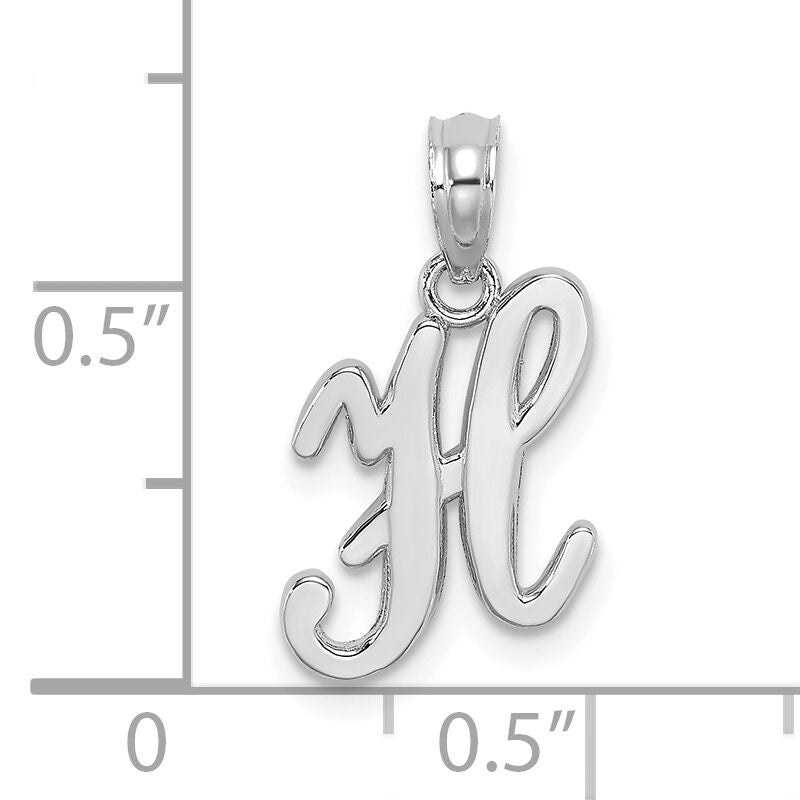 14KW White Gold Script Letter H Initial Pendant-K6422WH