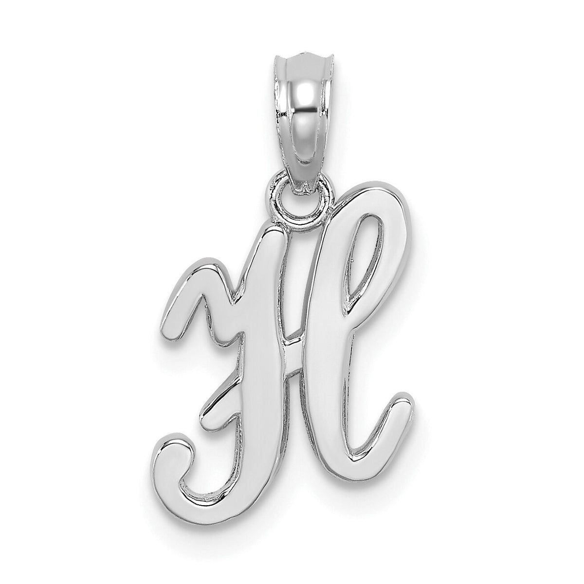 14KW White Gold Script Letter H Initial Pendant-K6422WH