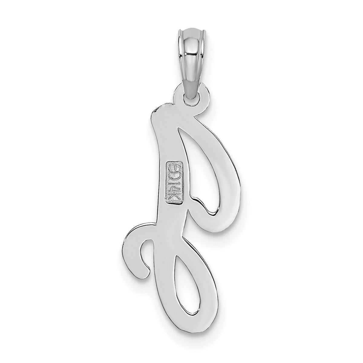 14KW White Gold Script Letter J Initial Pendant-K6422WJ