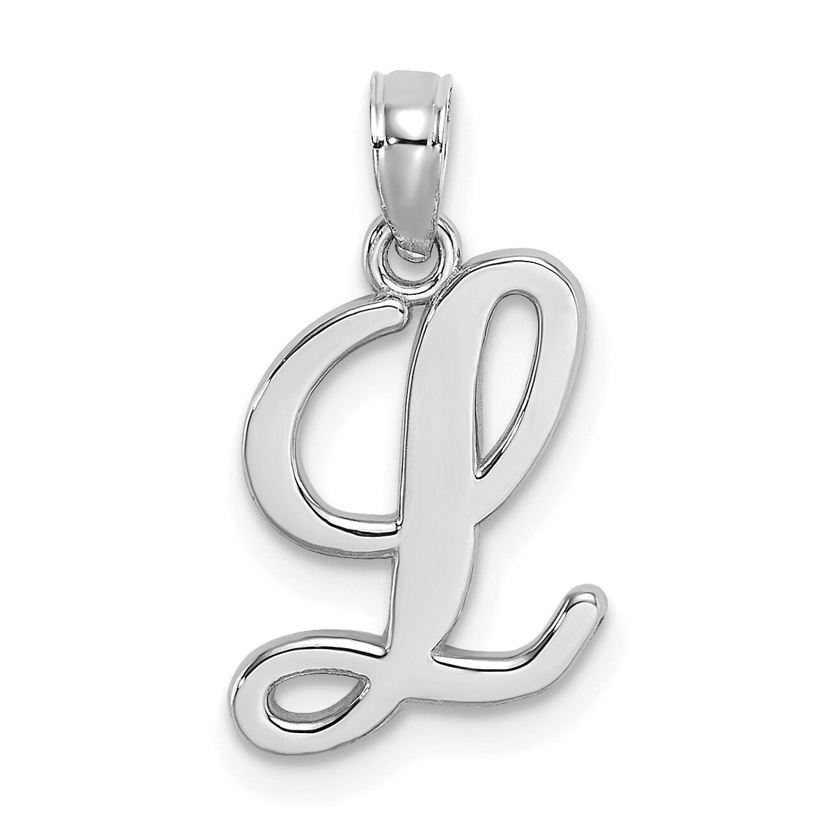 14KW White Gold Script Letter L Initial Pendant-K6422WL