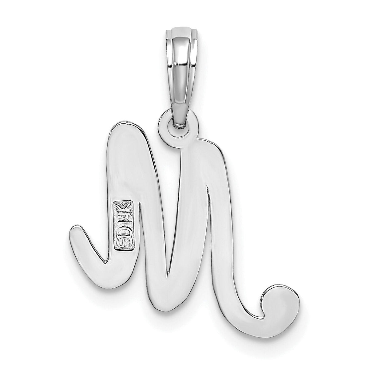 14KW White Gold Script Letter M Initial Pendant-K6422WM