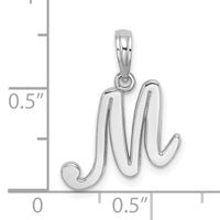 14KW White Gold Script Letter M Initial Pendant-K6422WM