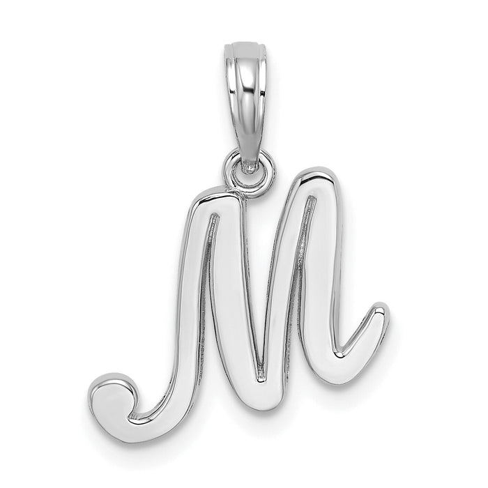 14KW White Gold Script Letter M Initial Pendant-K6422WM