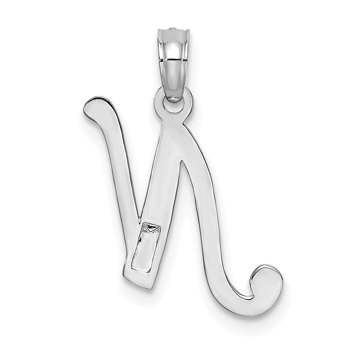 14KW White Gold Script Letter N Initial Pendant-K6422WN