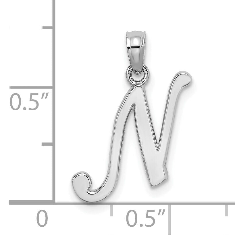 14KW White Gold Script Letter N Initial Pendant-K6422WN