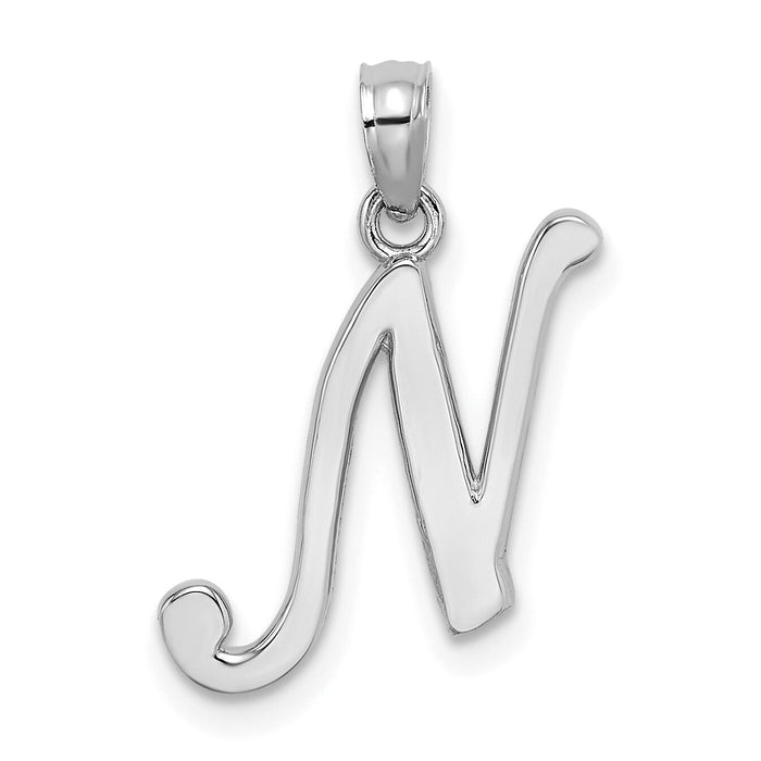 14KW White Gold Script Letter N Initial Pendant-K6422WN