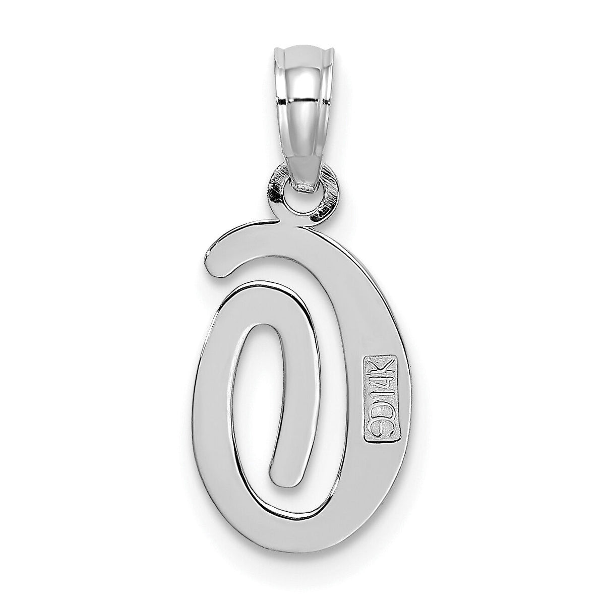 14KW White Gold Script Letter O Initial Pendant-K6422WO