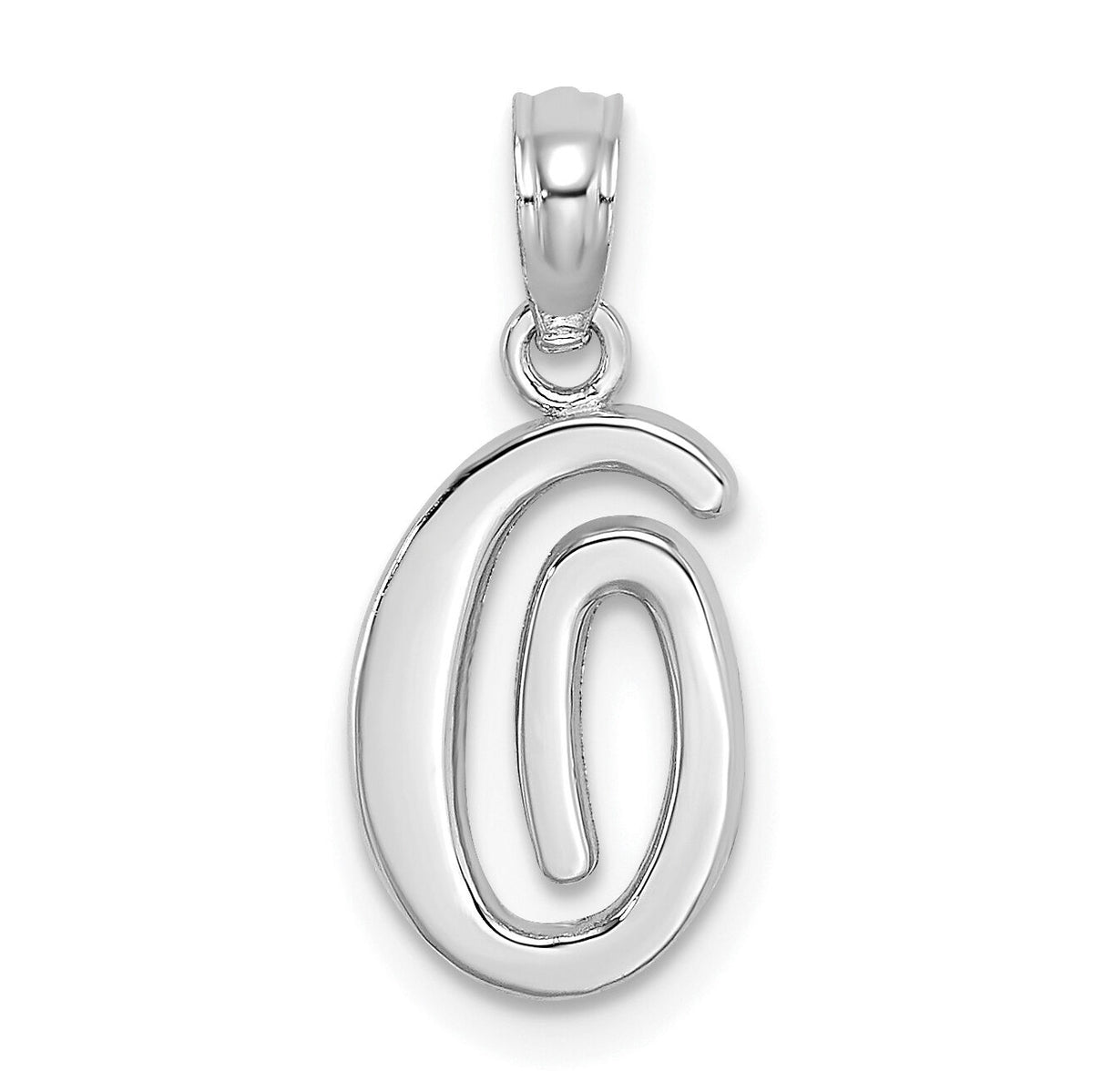 14KW White Gold Script Letter O Initial Pendant-K6422WO