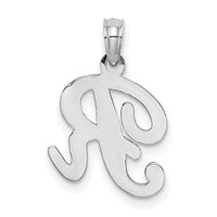 14KW White Gold Script Letter R Initial Pendant-K6422WR