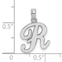 14KW White Gold Script Letter R Initial Pendant-K6422WR