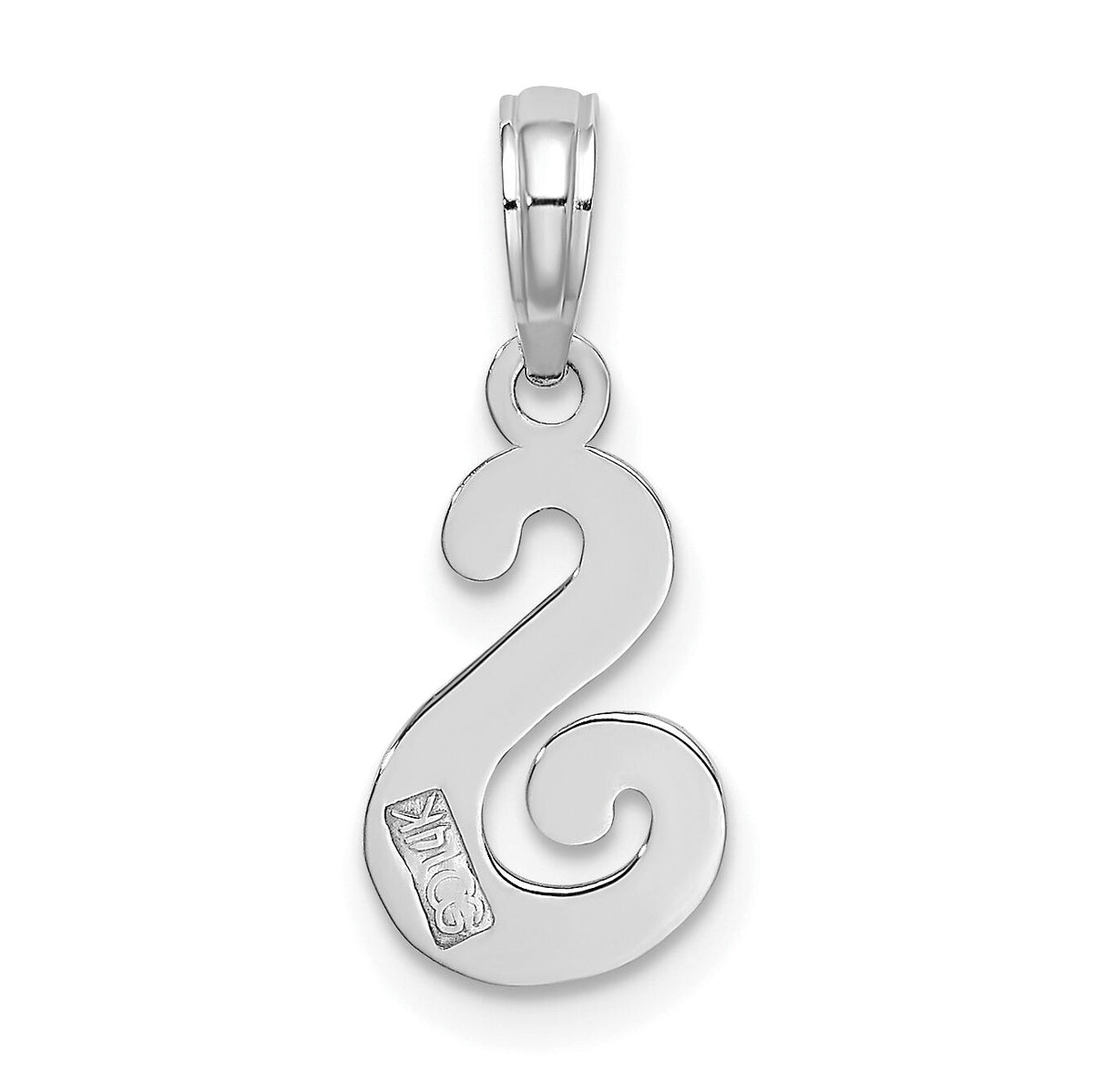 14KW White Gold Script Letter S Initial Pendant-K6422WS