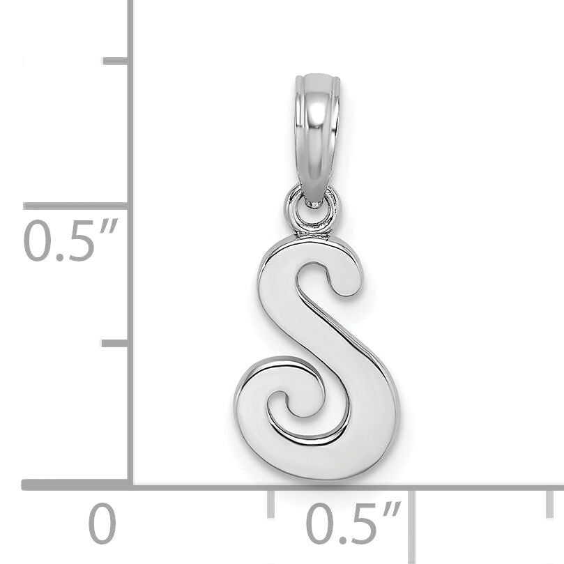 14KW White Gold Script Letter S Initial Pendant-K6422WS