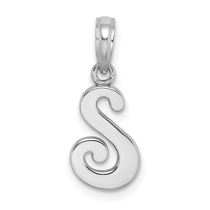 14KW White Gold Script Letter S Initial Pendant-K6422WS