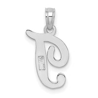 14KW White Gold Script Letter T Initial Pendant-K6422WT