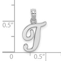14KW White Gold Script Letter T Initial Pendant-K6422WT