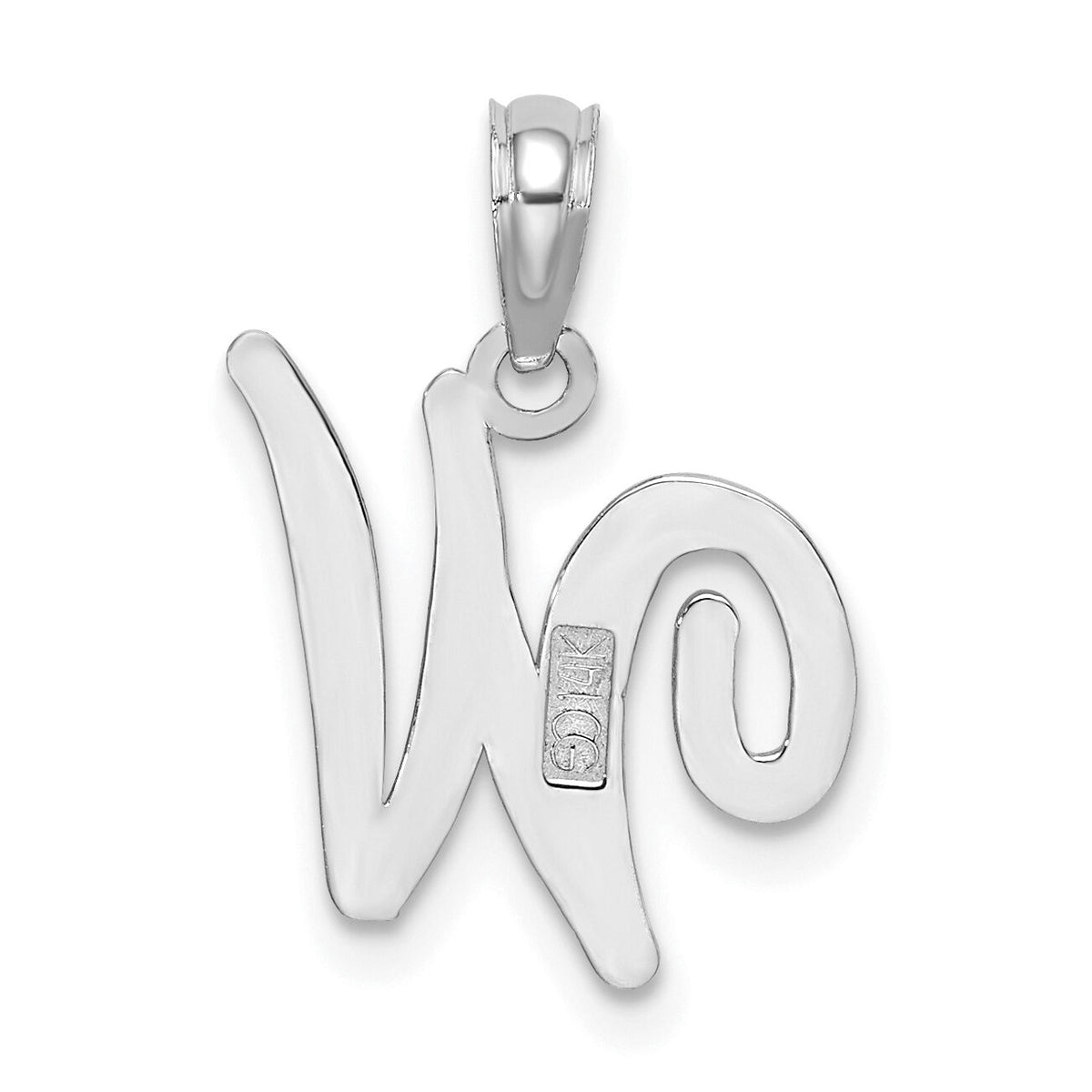 14KW White Gold Script Letter W Initial Pendant-K6422WW