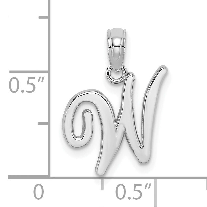 14KW White Gold Script Letter W Initial Pendant-K6422WW
