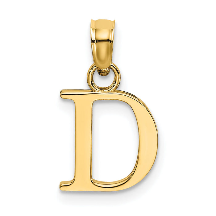 14KY Polished Block Letter D Initial Pendant-K6423D