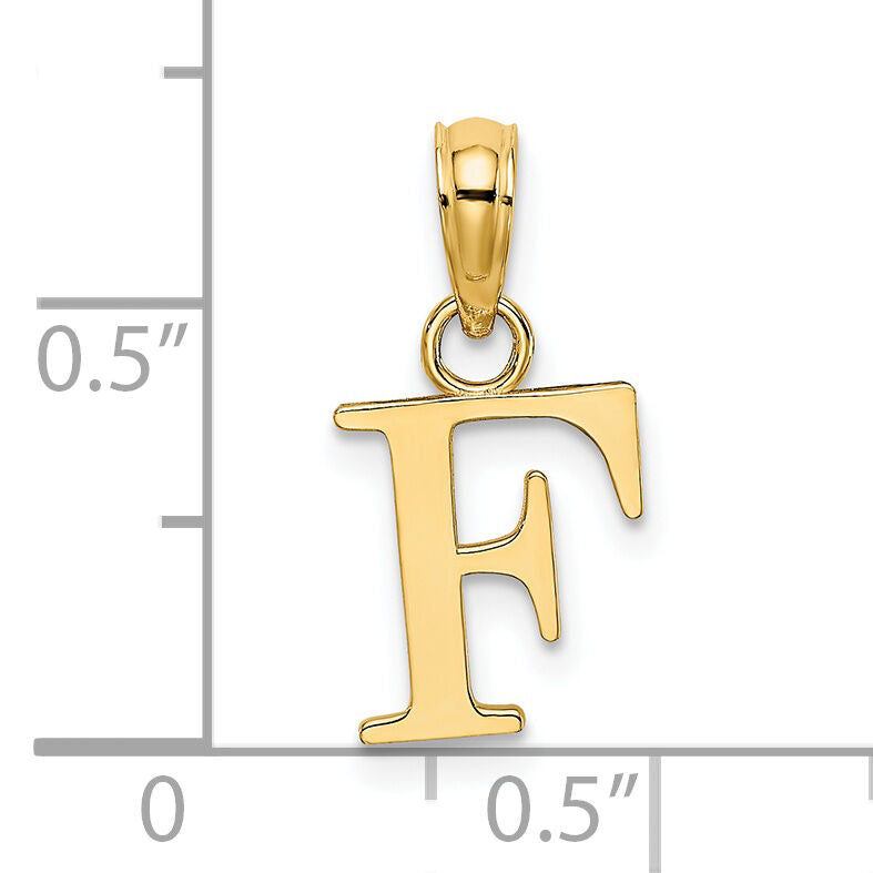 14K Polished Block Letter F Initial Pendant-K6423F