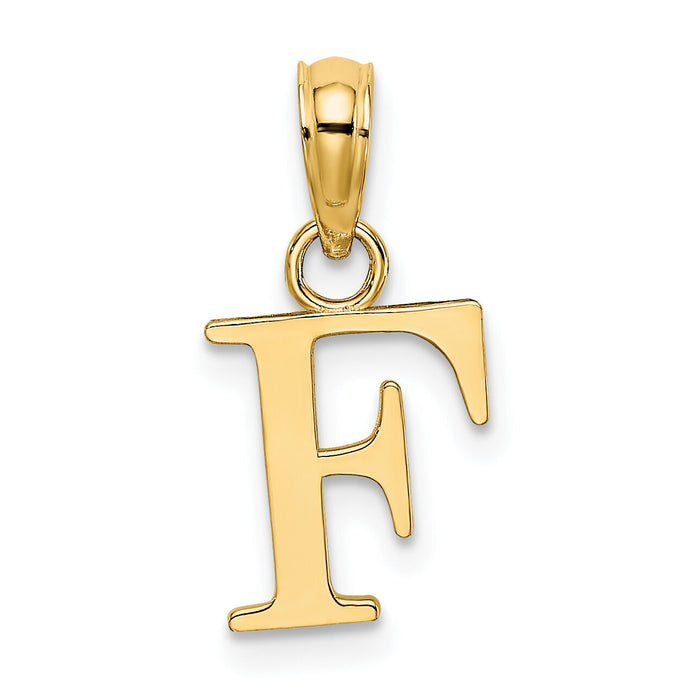 14K Polished Block Letter F Initial Pendant-K6423F