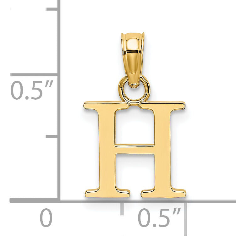 14K Polished Block Letter H Initial Pendant-K6423H