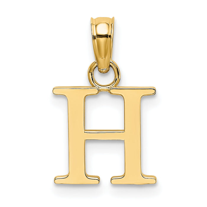 14K Polished Block Letter H Initial Pendant-K6423H