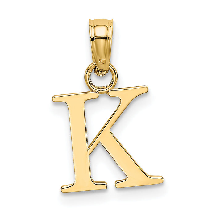 14K Polished Block Letter K Initial Pendant-K6423K