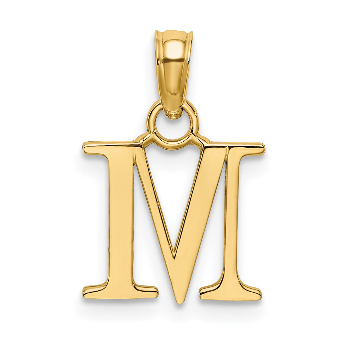 14K Polished Block Letter M Initial Pendant-K6423M
