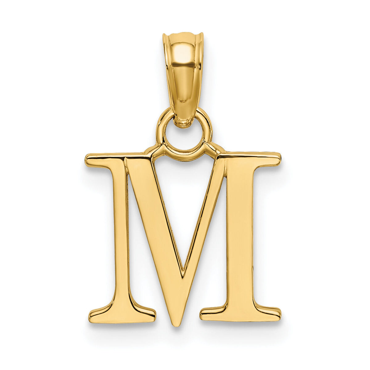 14K Polished Block Letter M Initial Pendant-K6423M