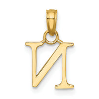 14K Polished Block Letter N Initial Pendant-K6423N