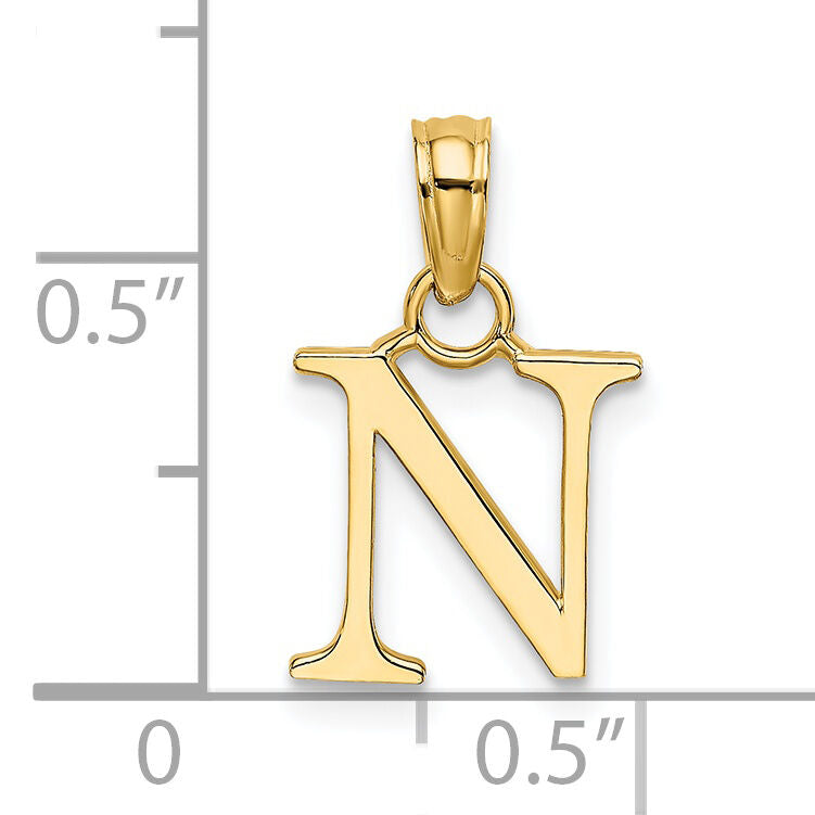 14K Polished Block Letter N Initial Pendant-K6423N