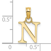 14K Polished Block Letter N Initial Pendant-K6423N
