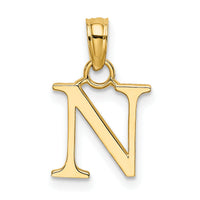 14K Polished Block Letter N Initial Pendant-K6423N