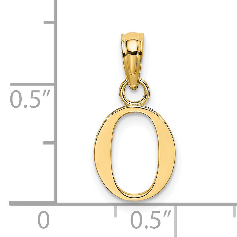 14K Polished Block Letter O Initial Pendant-K6423O