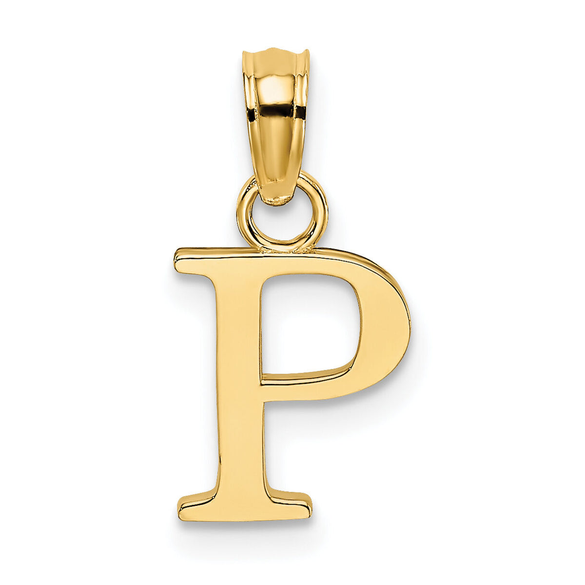 14K Polished Block Letter P Initial Pendant-K6423P