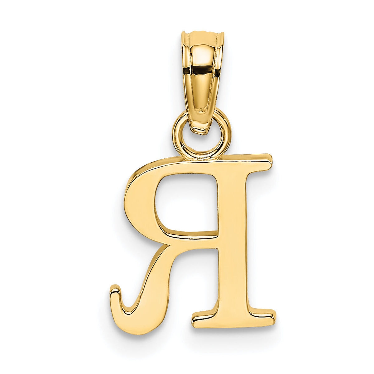 14K Polished Block Letter R Initial Pendant-K6423R