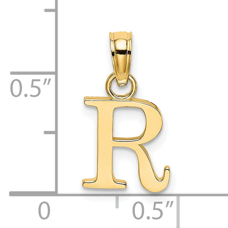 14K Polished Block Letter R Initial Pendant-K6423R