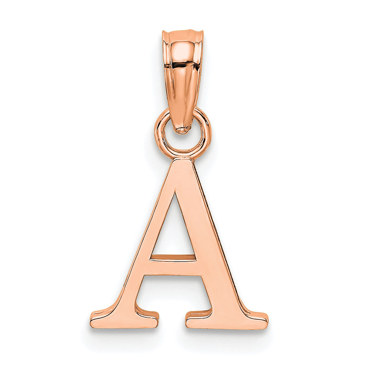 14K Rose Gold Polished Block Letter A Initial Pendant-K6423RA