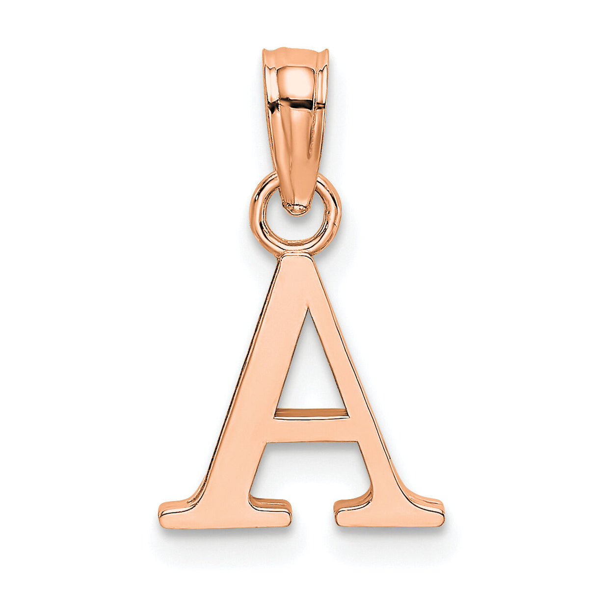 14K Rose Gold Polished Block Letter A Initial Pendant-K6423RA