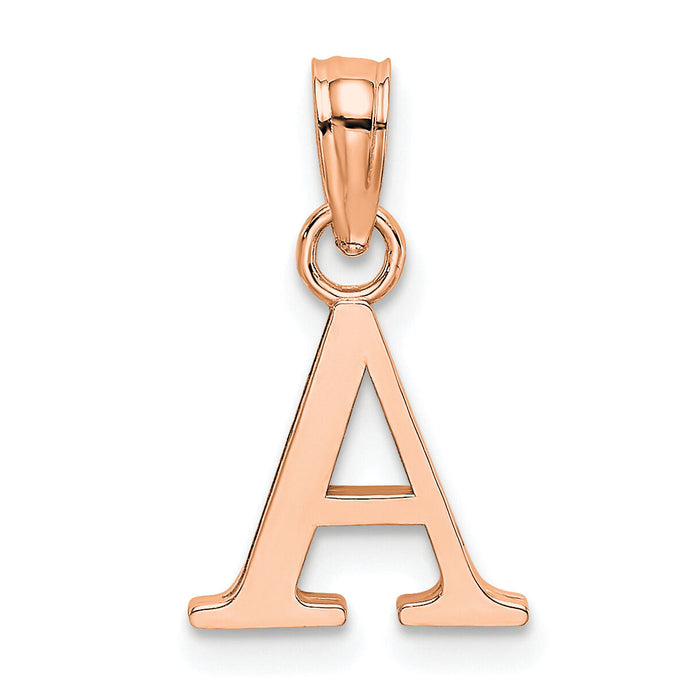14K Rose Gold Polished Block Letter A Initial Pendant-K6423RA
