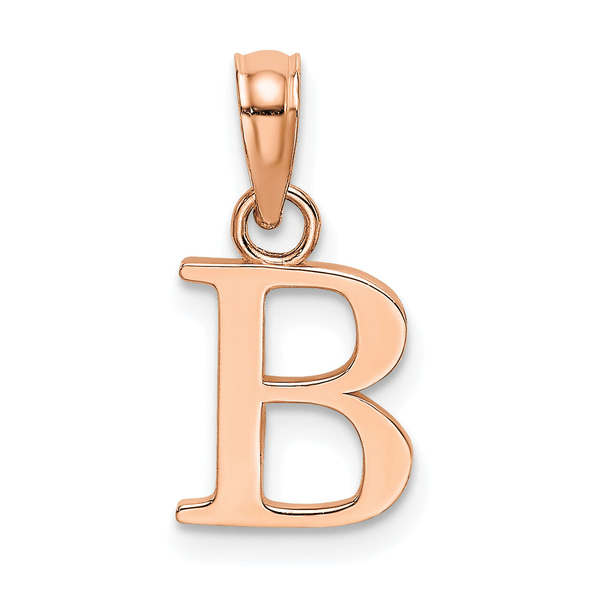 14K Rose Gold Polished Block Letter B  Initial Pendant-K6423RB