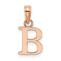 14K Rose Gold Polished Block Letter B  Initial Pendant-K6423RB
