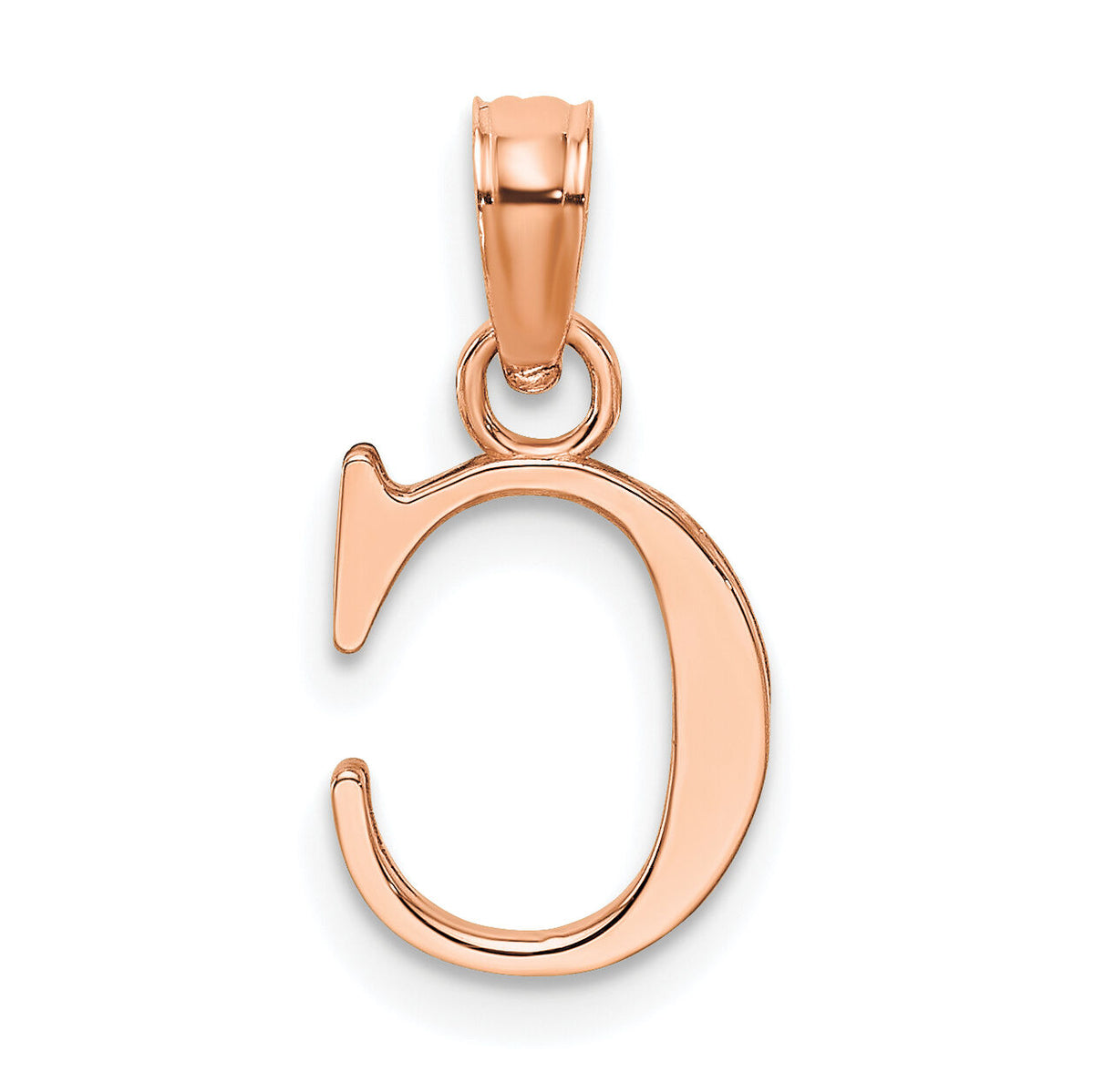 14K Rose Gold Polished Block Letter C  Initial Pendant-K6423RC