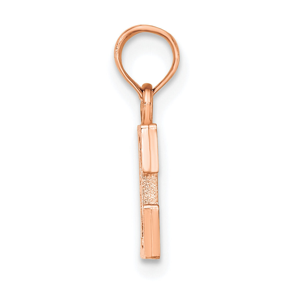 14K Rose Gold Polished Block Letter E Initial Pendant-K6423RE