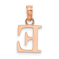 14K Rose Gold Polished Block Letter E Initial Pendant-K6423RE