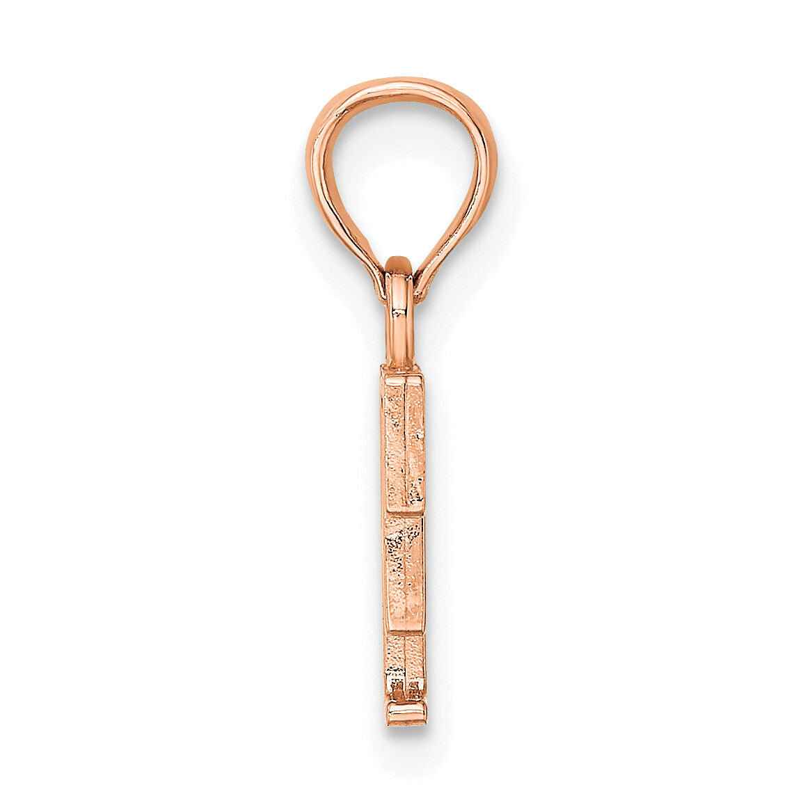 14K Rose Gold Polished Block Letter F Initial Pendant-K6423RF