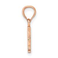 14K Rose Gold Polished Block Letter F Initial Pendant-K6423RF